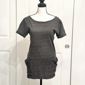 Alternative Apparel Slate Gray Cotton Tunic Top with Pockets, Size XS